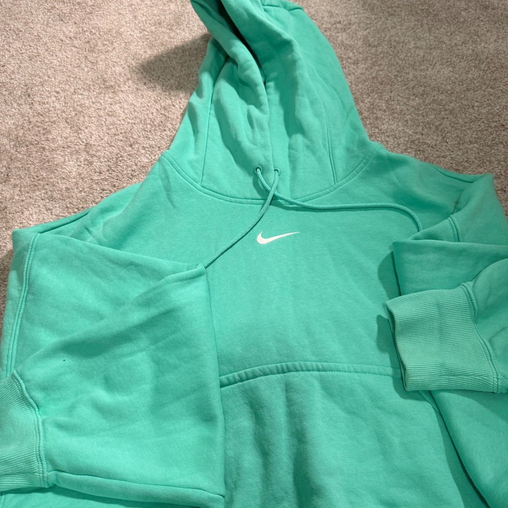 Nike Women Oversized Phoenix Fleece Hoodie Mint Green Swoosh Pullover Medium